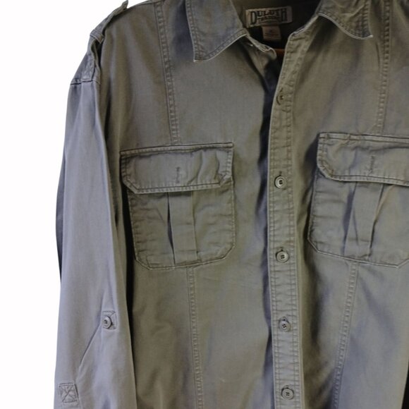 Duluth Trading Mens XL Brown Long Sleeve Utility Shirt Cotton Button Up Pockets - Picture 4 of 14